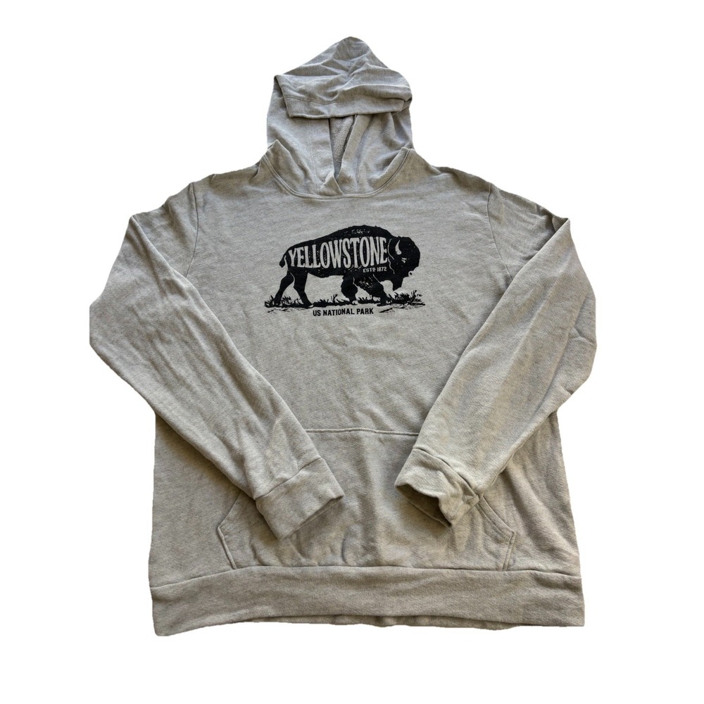 Yellowstone National Park Bison Hoodie Sweatshirt Size Large Super Soft & Comfy